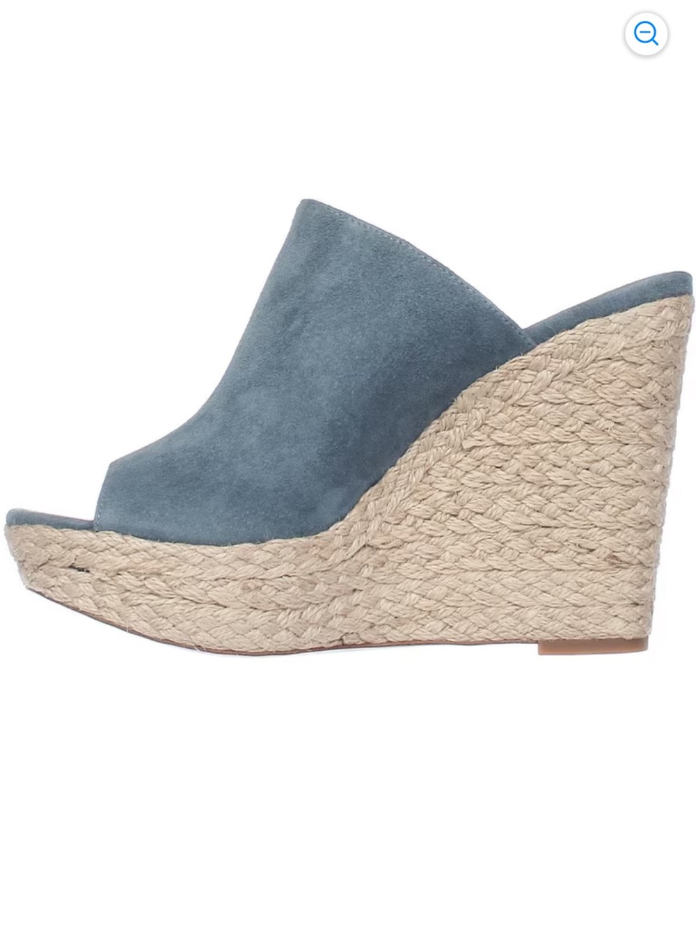 MICHAEL KORS Hastings Espadrille Mule Light Blue Denim Peep Toe Platform Wedges